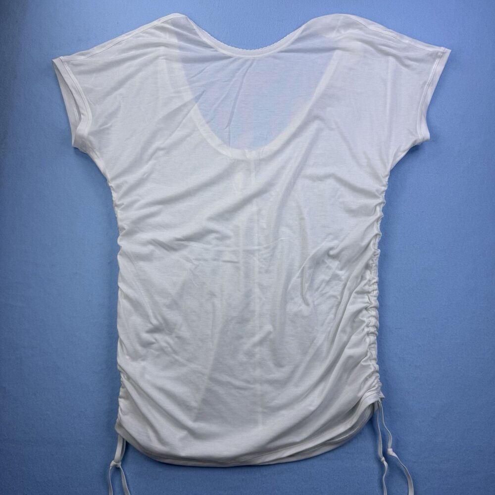 Lululemon White Cinch It Ruched Sides Scooped T-Shirt Top Size 4 1055